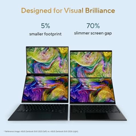 ASUS Zenbook Duo, Dual Screen AI Laptop, Intel Core Ultra 7 355 32GB, 1TB, Intel Graphics, 35.56 cm (14) OLED Touch 3K, Windows 11 Home, Office Home 2024 + M365 Basic (1 Year Validity) UX8407AA-SN183WS