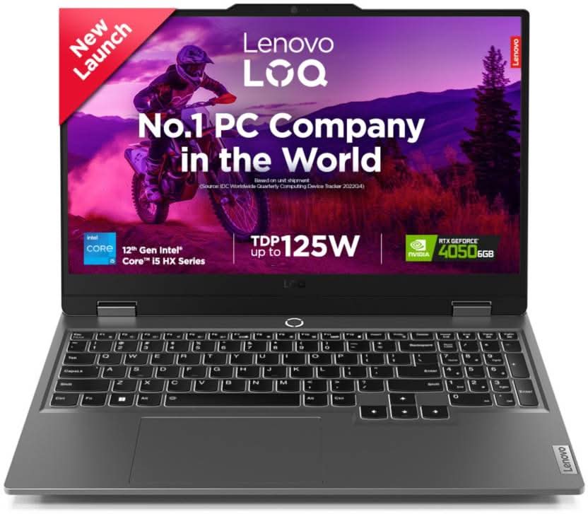 LENOVO LOQ INTEL CORE I5 12TH GEN 12450HX - (16 GB/512 GB SSD/WINDOWS 11 HOME/6 GB GRAPHICS/NVIDIA GEFORCE RTX 4050) 15IAX9 GAMING LAPTOP (15.6 INCH, LUNA GREY, 2.38 KG, WITH MS OFFICE)