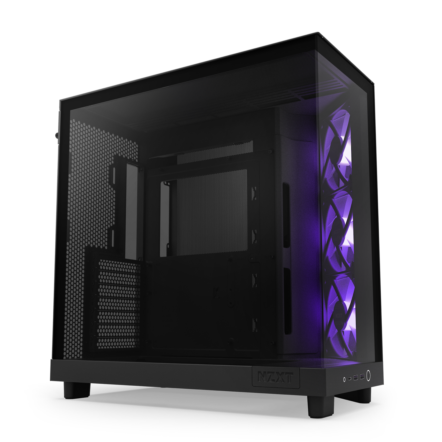 NZXT CHASSIS H6 FLOW RGB (2023) COMPACT DUAL-CHAMBER ATX CASE WITH RGB FANS - ALL BLACK -CC-H61FB-R1