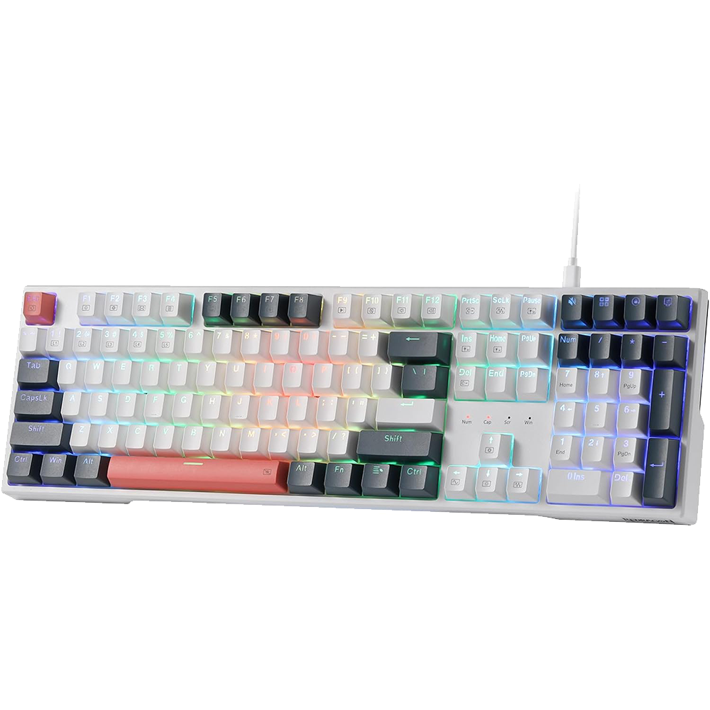 REDRAGON K668 RGB TRUNDLE WIRED (WHITE/BLACK/ORANGE SWITCH) USB MECHANICAL KEYBOARD