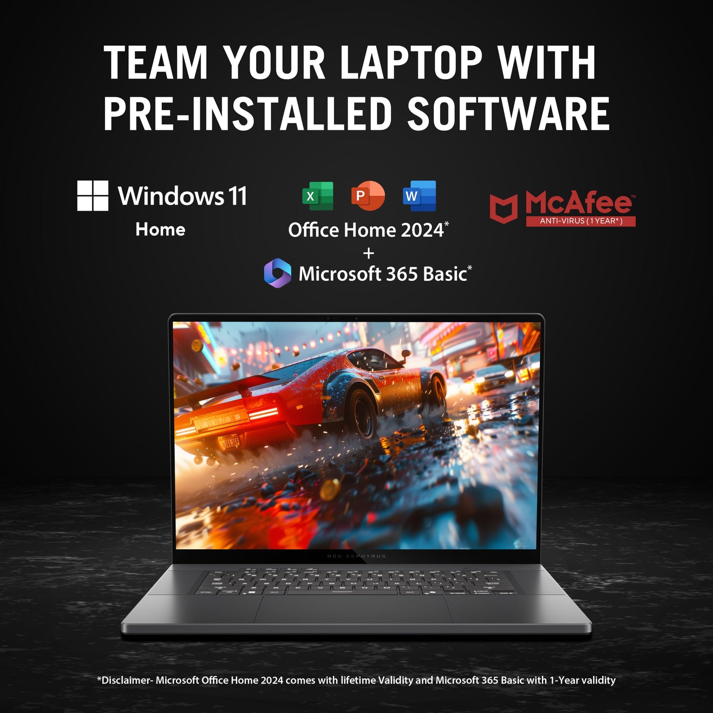 ASUS ROG ZEPHYRUS G16, GAMING LAPTOP, INTEL CORE ULTRA 9 285H, RTX 5080 GPU (32GB/2TB/40.64 CMS (16) 2.5K/WINDOWS 11 HOME/OFFICE HOME 2024 + M365 BASIC (1 YEAR VALIDITY) GU605CW-QR133WS