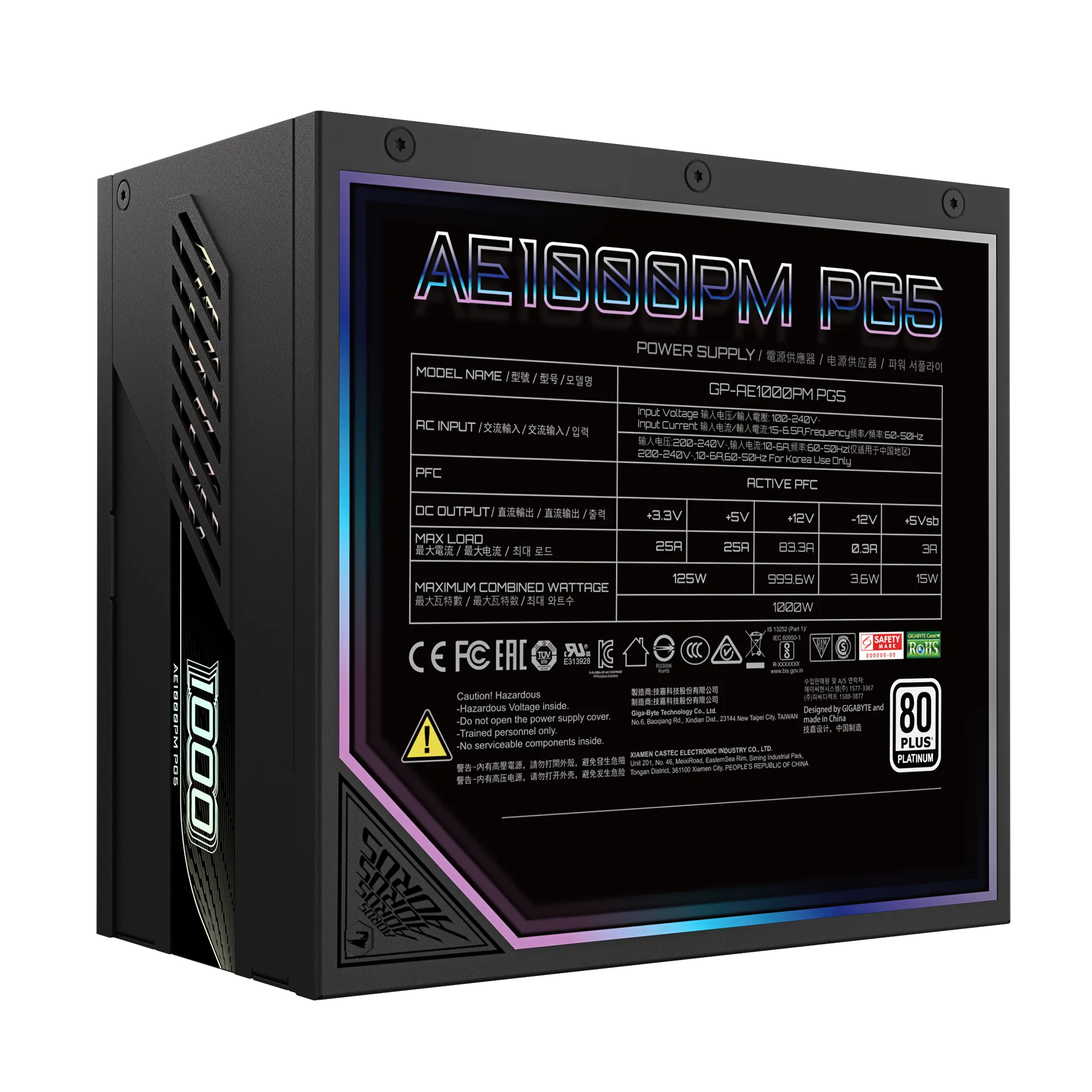 GIGABYTE AORUS ELITE P1000W 80+ PLATINUM MODULAR PCIE 5.0 (GP-AE1000PM PG5)