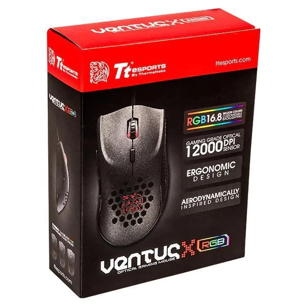 THERMALTAKE Ventus X Optical RGB Wired Ergonomic Gaming Mouse ( MO-VXO-WDOOBK-01 ) ( 1200DPI / 6 Macro Button ) ( Black )