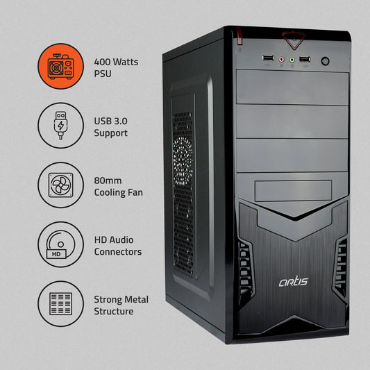 Spark 3.0 Computer Cabinet Support Full ATX/ Micro ATX Motherboard,1 x 80mm Fan with 400W Power Supply