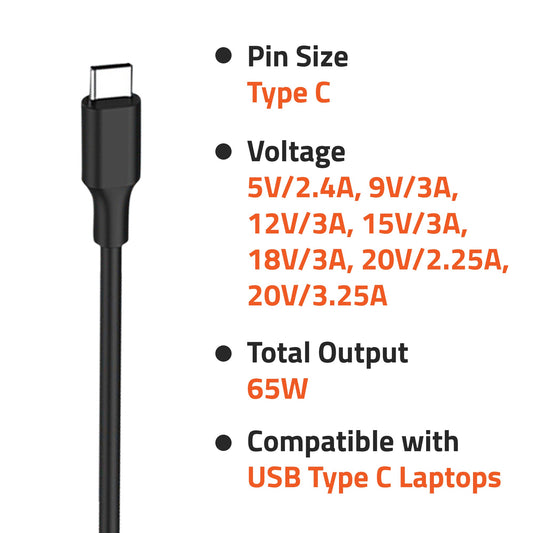65W USB Type C Laptop Adapter