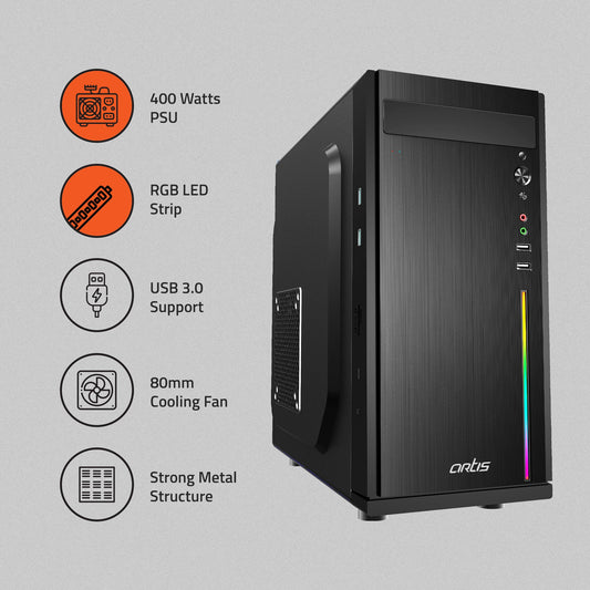 Frost 3.0 RGB Computer Cabinet Support Micro ATX Motherboard,1 x 80mm Fan with 400W Power Supply