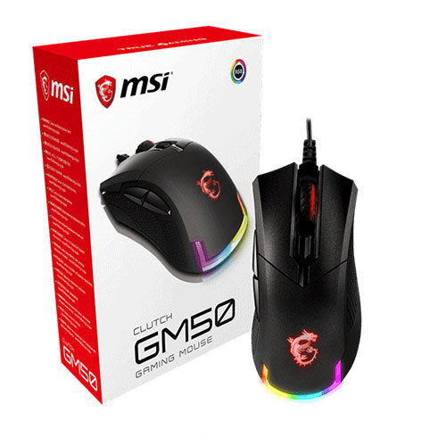 MSI Clutch GM50 Wired Ergonomic Gaming Mouse ( CLUTCH-GM50 ) ( 6400DPI / 6 Macro Button ) ( Black )