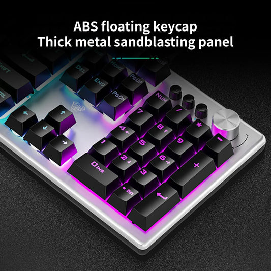 AULA F2028 Full Size RGB Wired Membrane Gaming Keyboard ( Black / Grey ) ( Membrane Switch ) (F2028)