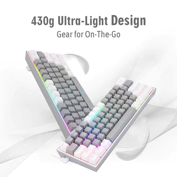 REDRAGON K616 Fizz Pro 60% Mechanical Wireless Gaming Keyboard ( Grey / White ) ( Red Linear Switch )