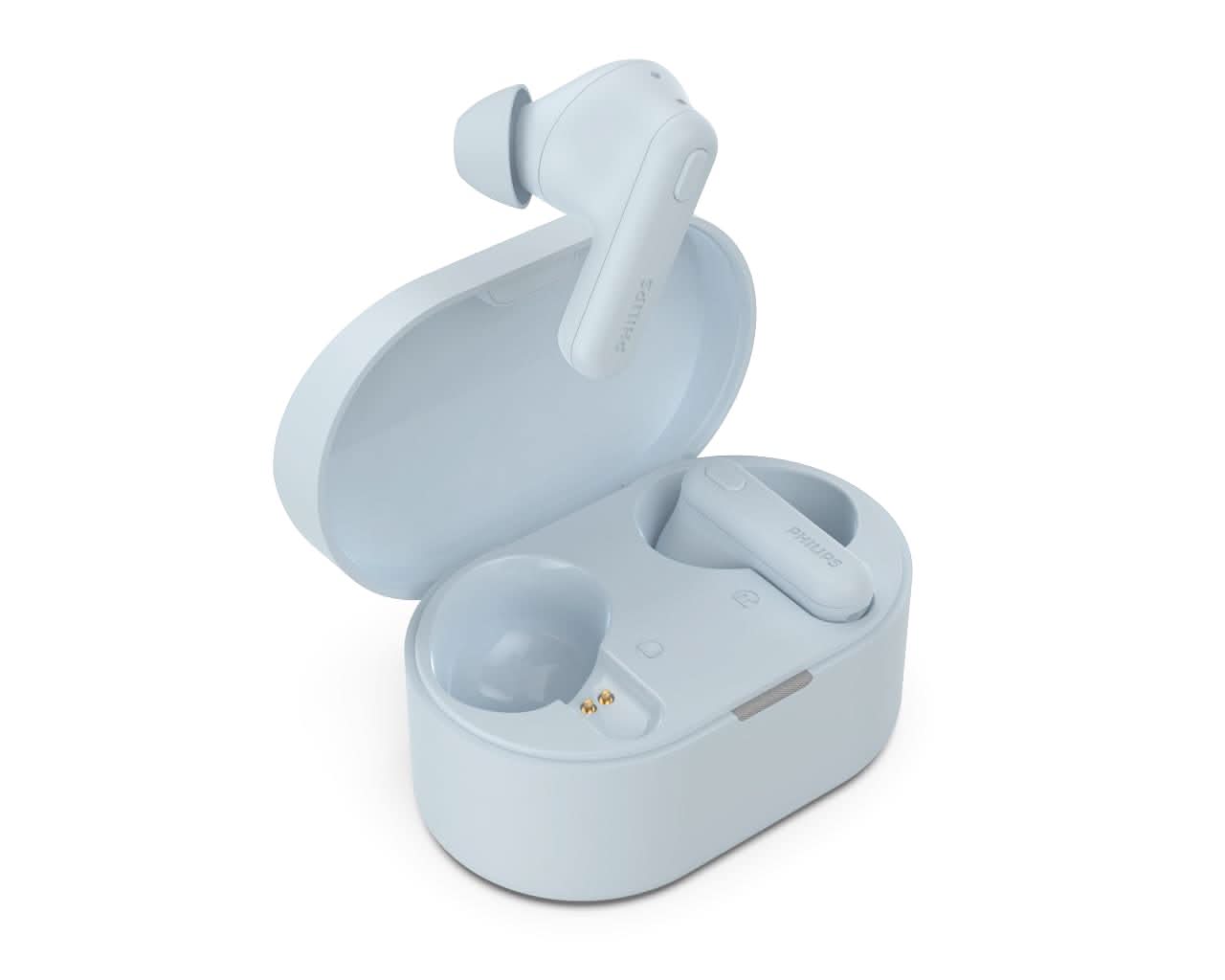 PHILIPS TAT1108BL/00 TRUE WIRELESS EARBUDS, IN-EAR ACTIVE NOISE CANCELLING BLUETOOTH V5.3 EARPHONES WITH MIC, 15H PLAY TIME, SHANK SHAPE, IPX4, TOUCH CONTROLS & CHARGING CASE FOR IPHONE/IPAD (BLUE)
