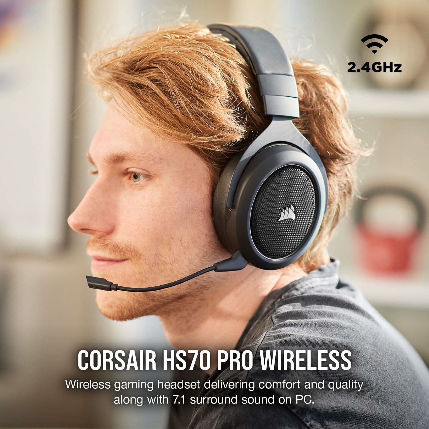 CORSAIR GAMING HEADSET HS70 PRO WIRELESS CARBON