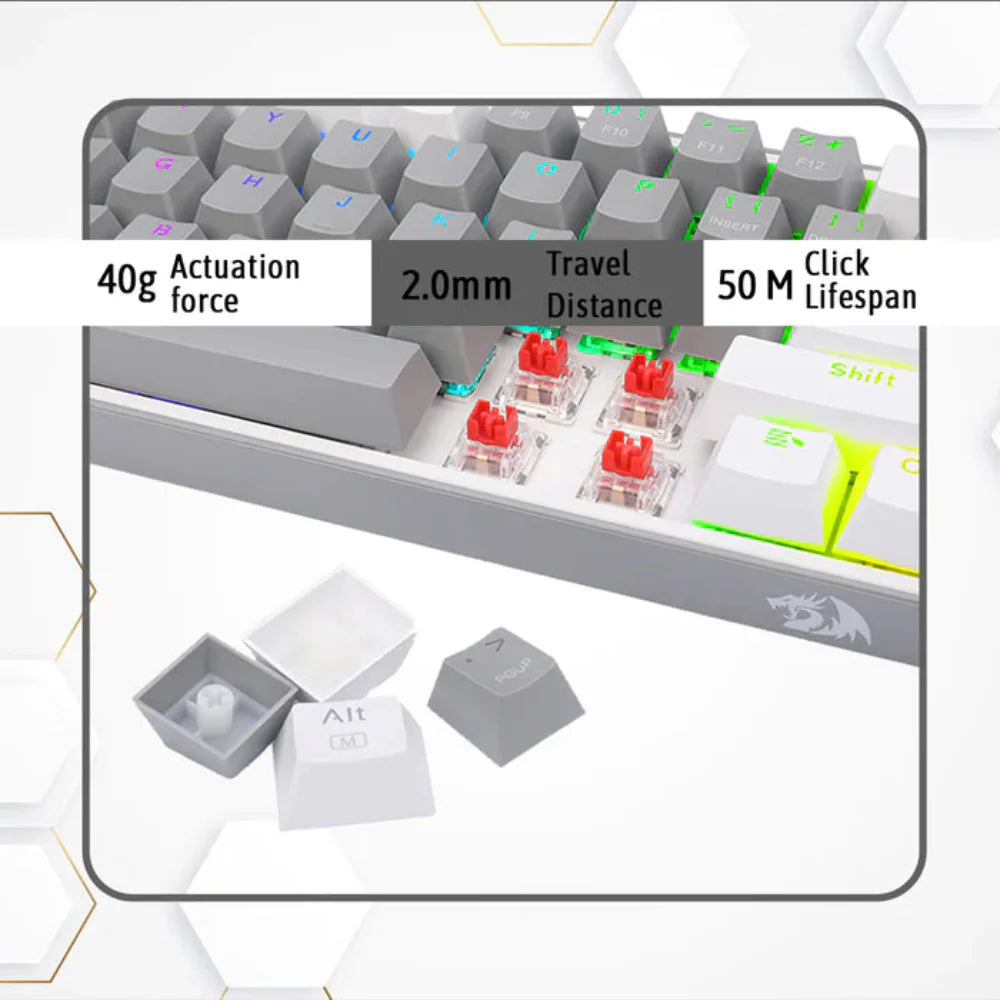 REDRAGON K617 Fizz 60% Mechanical Wired Gaming Keyboard ( Grey / White ) ( Red Linear Switch )