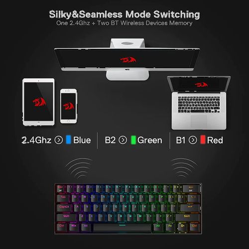 REDRAGON K530 Pro Draconic 60% Mechanical Wireless Gaming Keyboard ( Black ) ( Red Switch )
