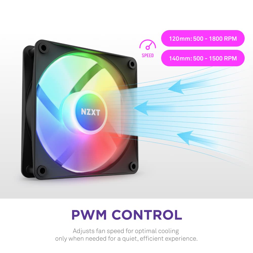 NZXT F120 RGB CORE 120MM CABINET FAN BLACK TRIPLE PACK (RF-C12TF-B1)