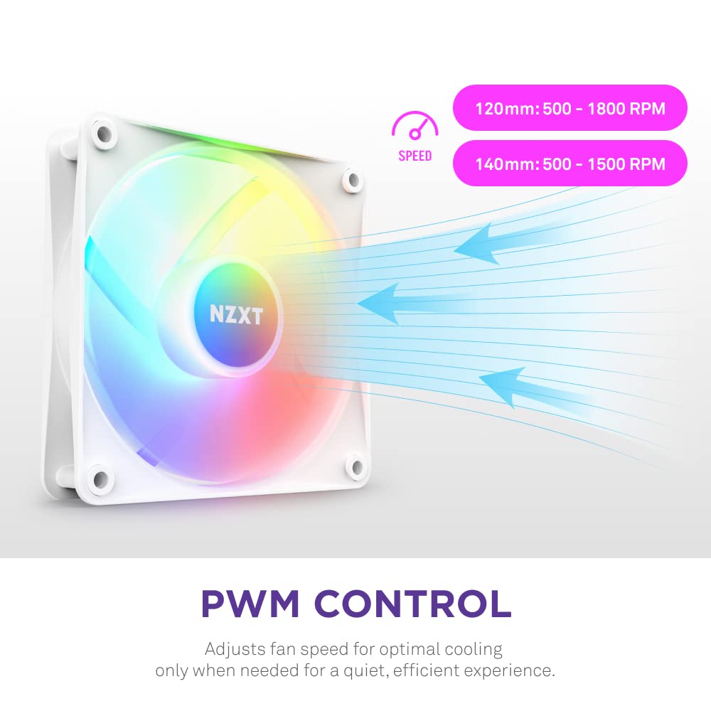 NZXT F120RGB CORE - 120MM HUB-MOUNTED RGB FAN - SINGLE PACK (WHITE)-RF-C12SF-W1