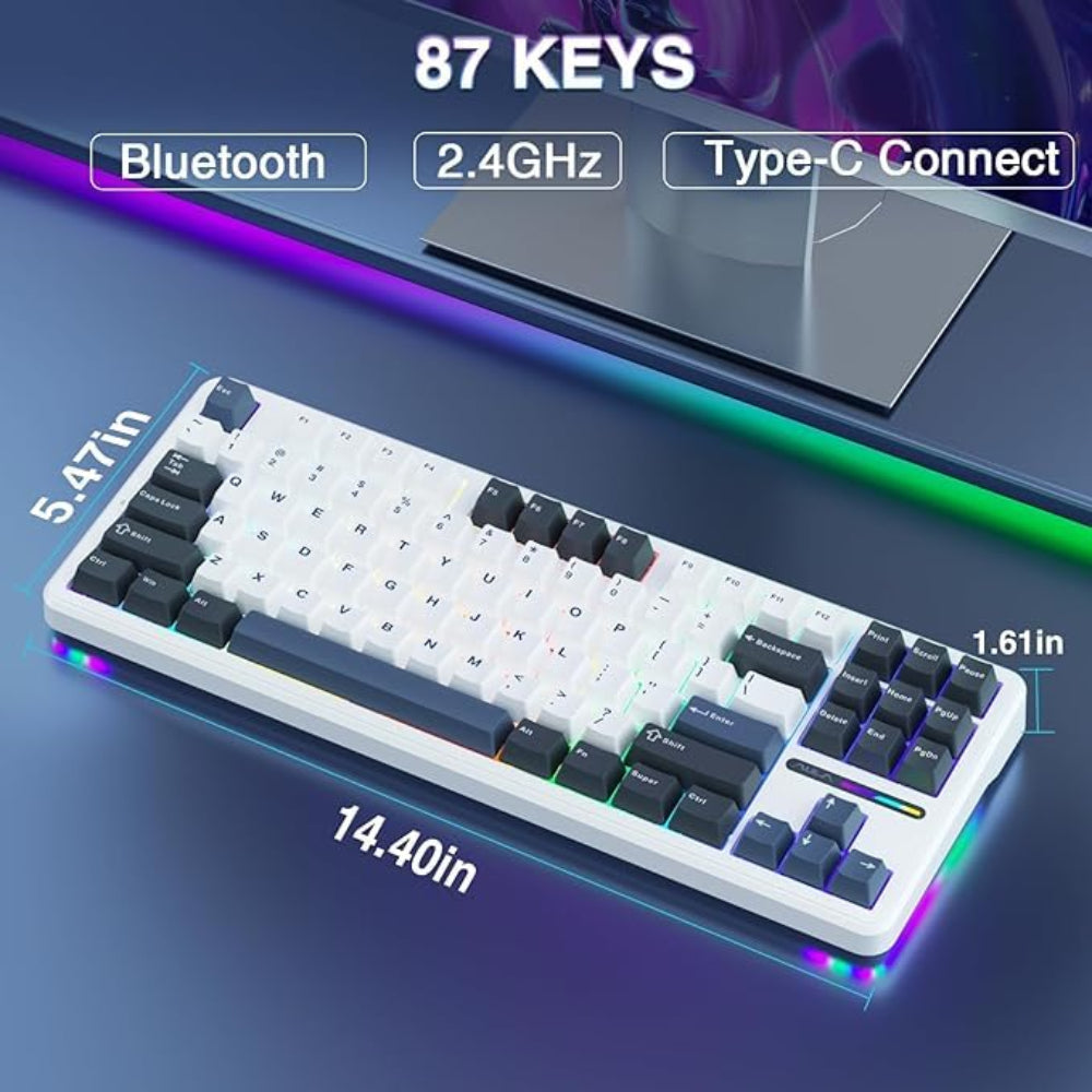AULA F87 75% Wireless Mechanical Gaming Keyboard ( Smoke Blue ) ( Graywood Switch ) ( F87UW )