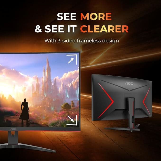 AOC 32 Curved, 1500 R , FHD 1920 x 1080, 250Hz, 0.5ms, 300 cd/mΒ², HDMI 2.0 x2, DP 1.2 x 1, NTSC 105% / sRGB 123% , Flicker Free , Low Blue Mode
