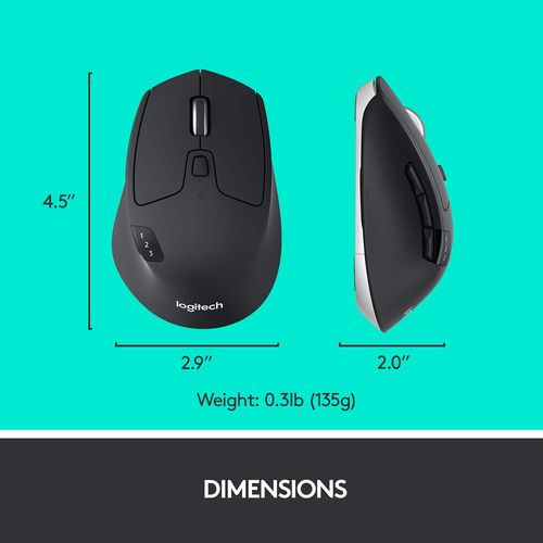 LOGITECH M720 Triathlon Wireless Ergonomic Gaming Mouse ( 910-004792 ) ( 1000DPI / 8 Macro Button ) ( Grey )
