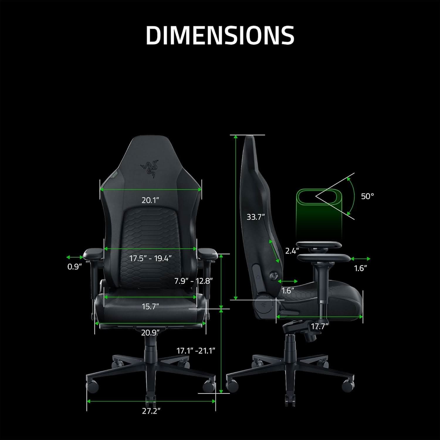 RAZER ISKUR V2 - BLACK - GAMING CHAIR WITH BUILT-IN LUMBAR SUPPORT-RZ38-04900200-R3U1