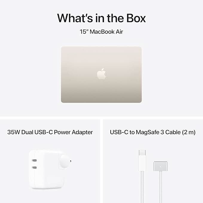 Apple 15-inch MacBook Air M5 chip with 10 core CPU and 10 core GPU, 16GB, 1TB SSD - Starlight