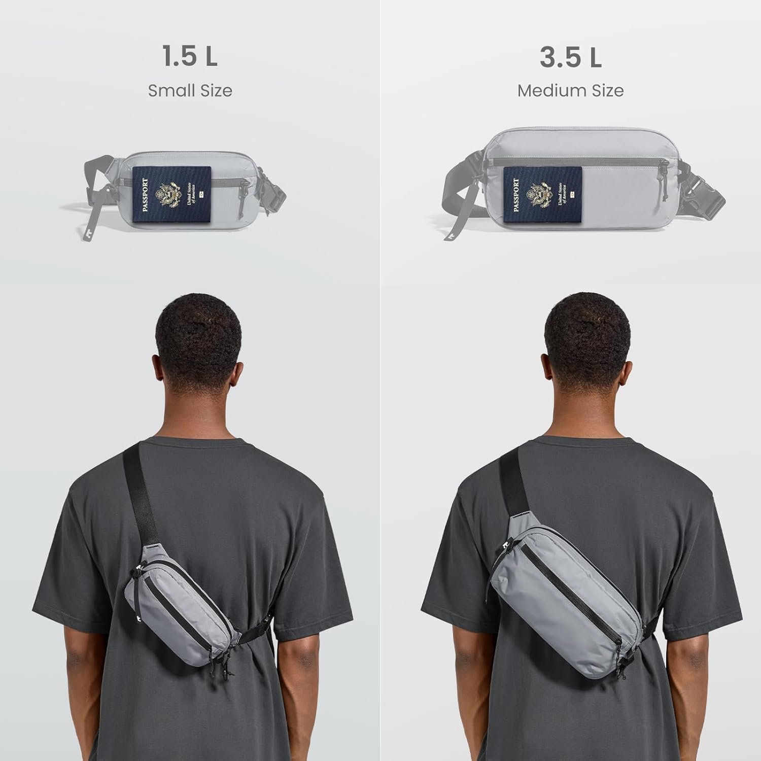 TOMTOC AVIATOR-T33 CHEST BAG 3.5L-GRAY