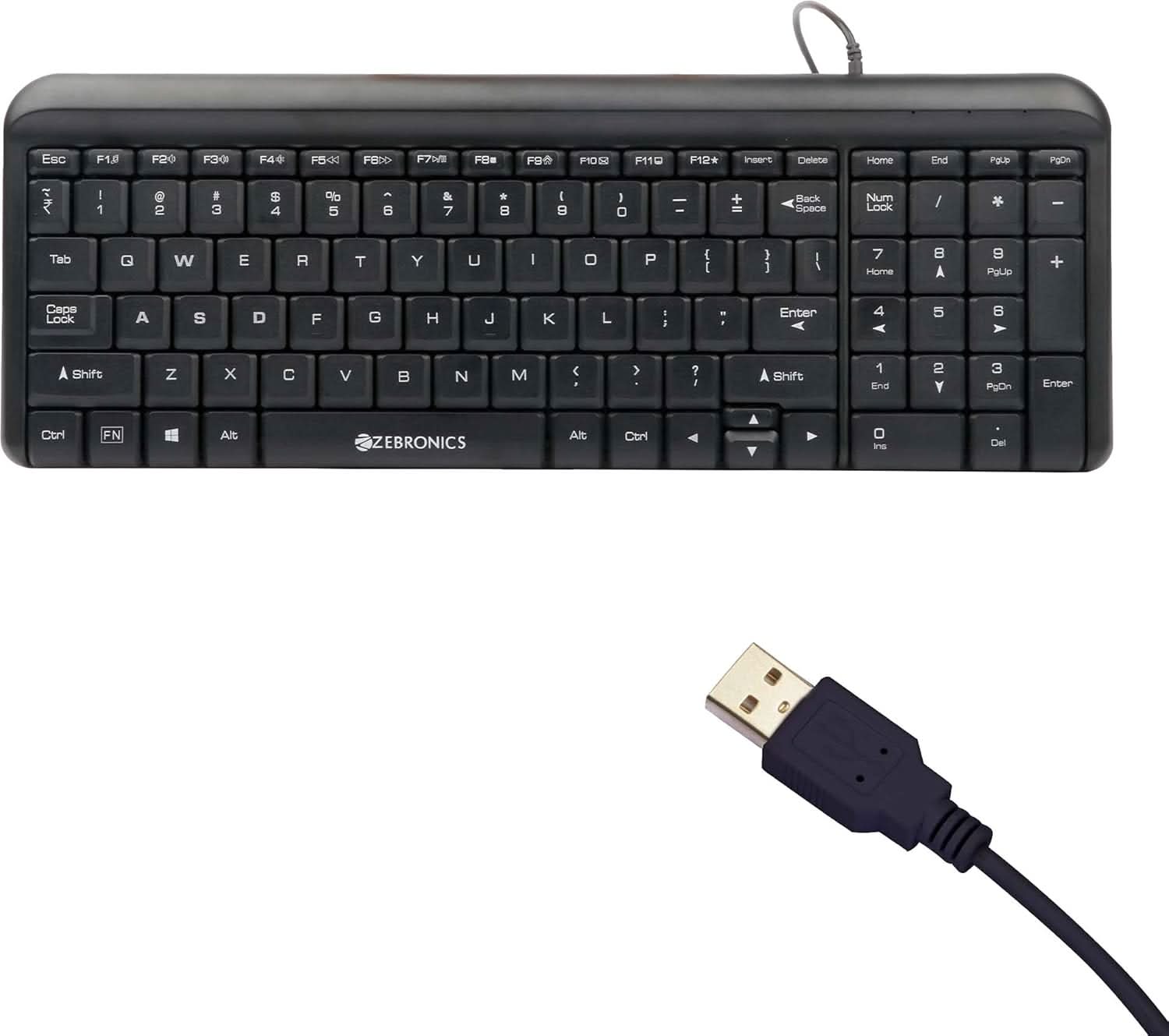 ZEBRONICS ZEB-GLIDE USB WIRED MULTIMEDIA KEYBOARD FOR PC/LAPTOP WITH RUPEE SYMBOL KEY