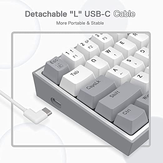 REDRAGON K617 Fizz 60% Mechanical Wired Gaming Keyboard ( White / Grey ) ( Red Linear Switch )