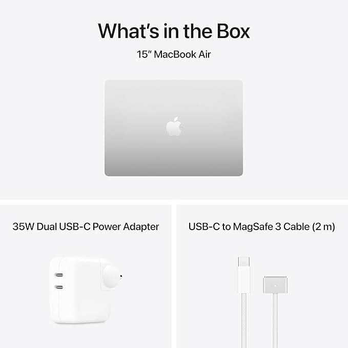 Apple 15-inch MacBook Air M5 chip with 10 core CPU and 10 core GPU, 16GB, 512GB SSD - Silver