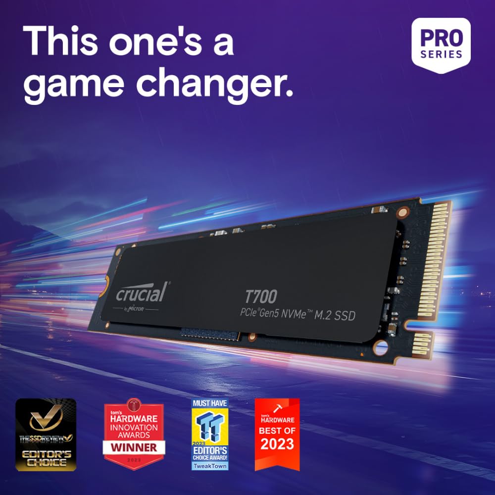 CRUCIAL T700 2TB PCIE GEN5 NVME M.2 SSD CT2000T700SSD3