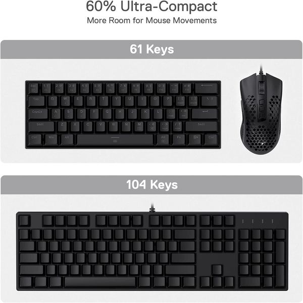 REDRAGON K630 Dragonborn 60% Mechanical Wired Gaming Keyboard ( Black ) ( Red Switch )