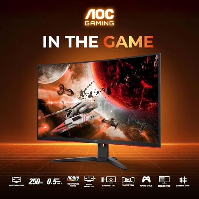 AOC 32 Curved, 1500 R , FHD 1920 x 1080, 250Hz, 0.5ms, 300 cd/mΒ², HDMI 2.0 x2, DP 1.2 x 1, NTSC 105% / sRGB 123% , Flicker Free , Low Blue Mode