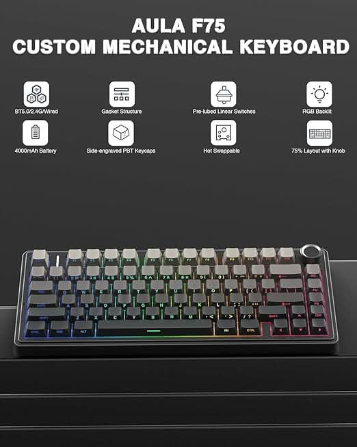 Aula F75 75% GRADIENT GREY SIDE ENCRAVED REAPER SWITCH