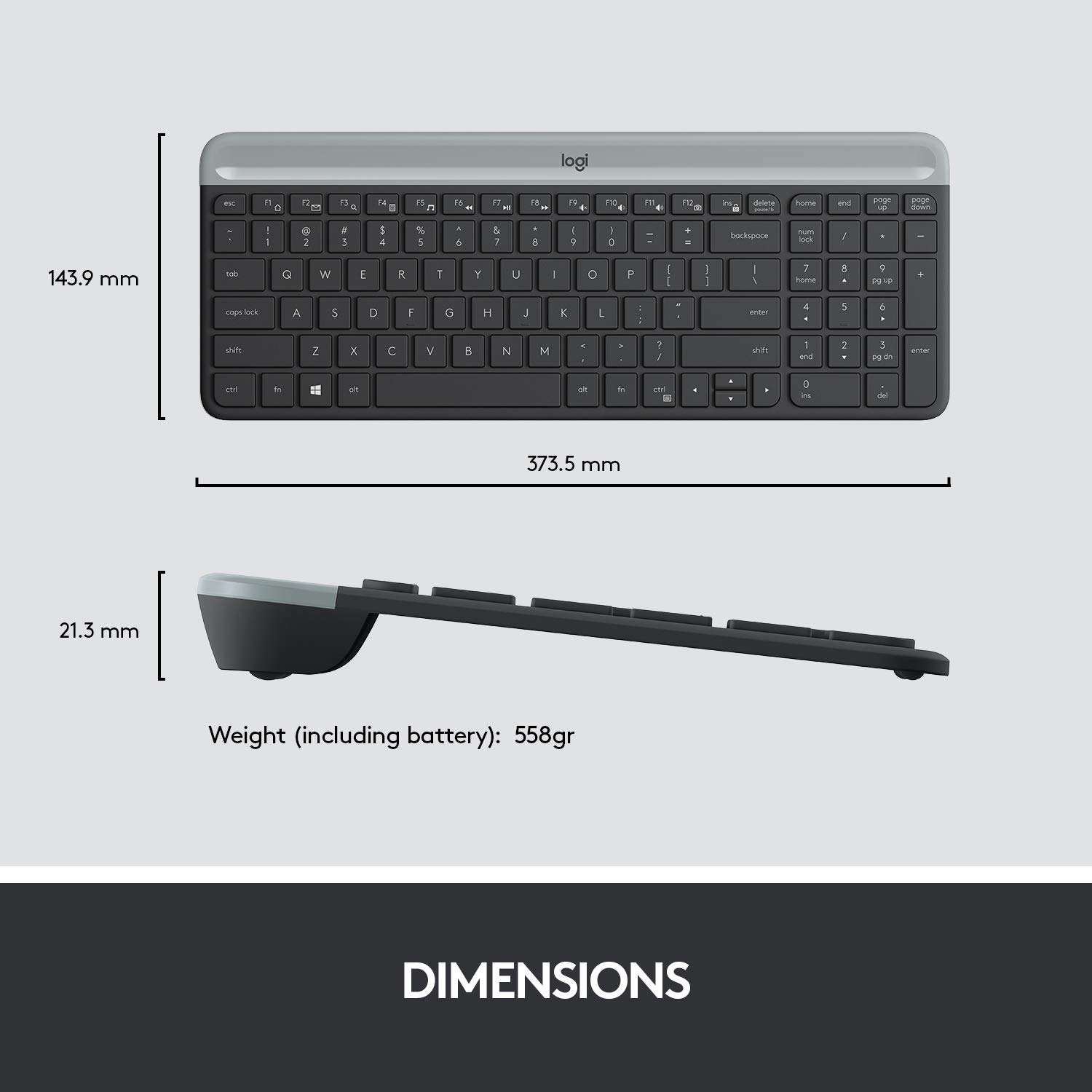 LOGITECH MK470 Slim Full Size Wireless Combo ( Graphite )