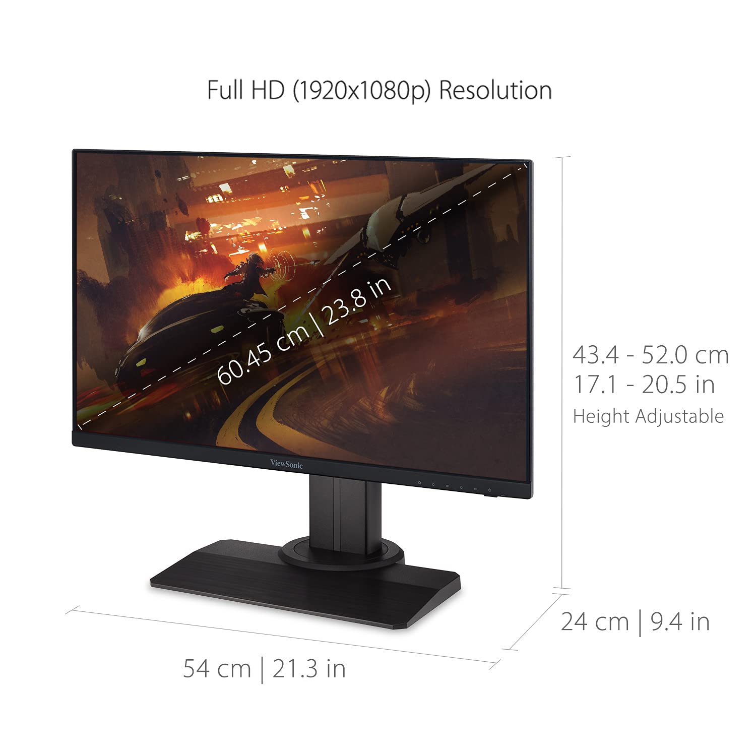 VIEWSONIC 60.96 CM (24") FHD FAST IPS 240HZ 0.5MS PREMIUM GAMING MONITOR,BLUR BUSTERS 2.0 CERTIFIED, VESA HDR 400, HEIGHT ADJUSTMENT, TILT, PIVOT, SWIVEL, HDMI,DP, USB A,B &104% SRGB-XG2431