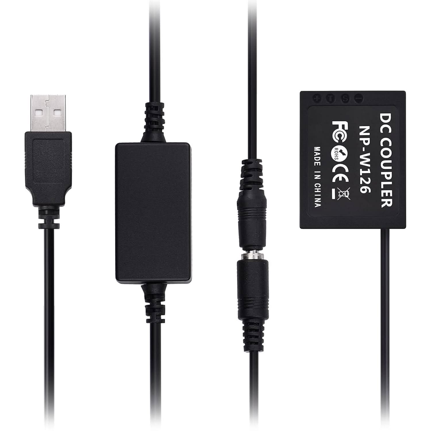 FUJIFILM CP-W126 USB POWER KIT DC COUPLER DUMMY BATTERY REPLACE OF NP-W126 BATTERY WITH USB DC CONVERTER POWER CABLE SINGLE USB INPUT COMPATIBLE WITH X-T2 X-T3 X-T10 X-T20 X-T100 XH1 X100F XA3'