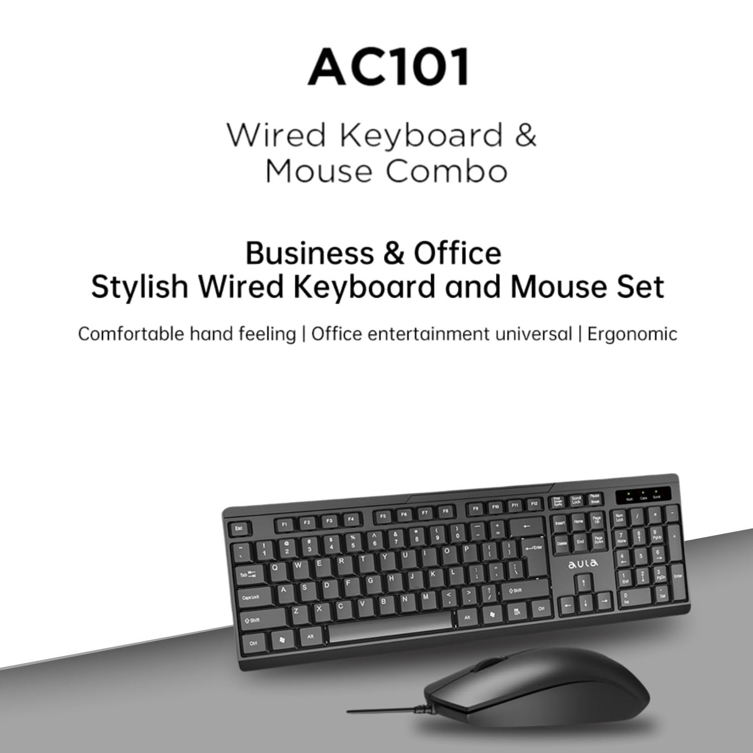AULA AC101 WIRED KEYBOARD AND MOUSE COMBO | BLACK