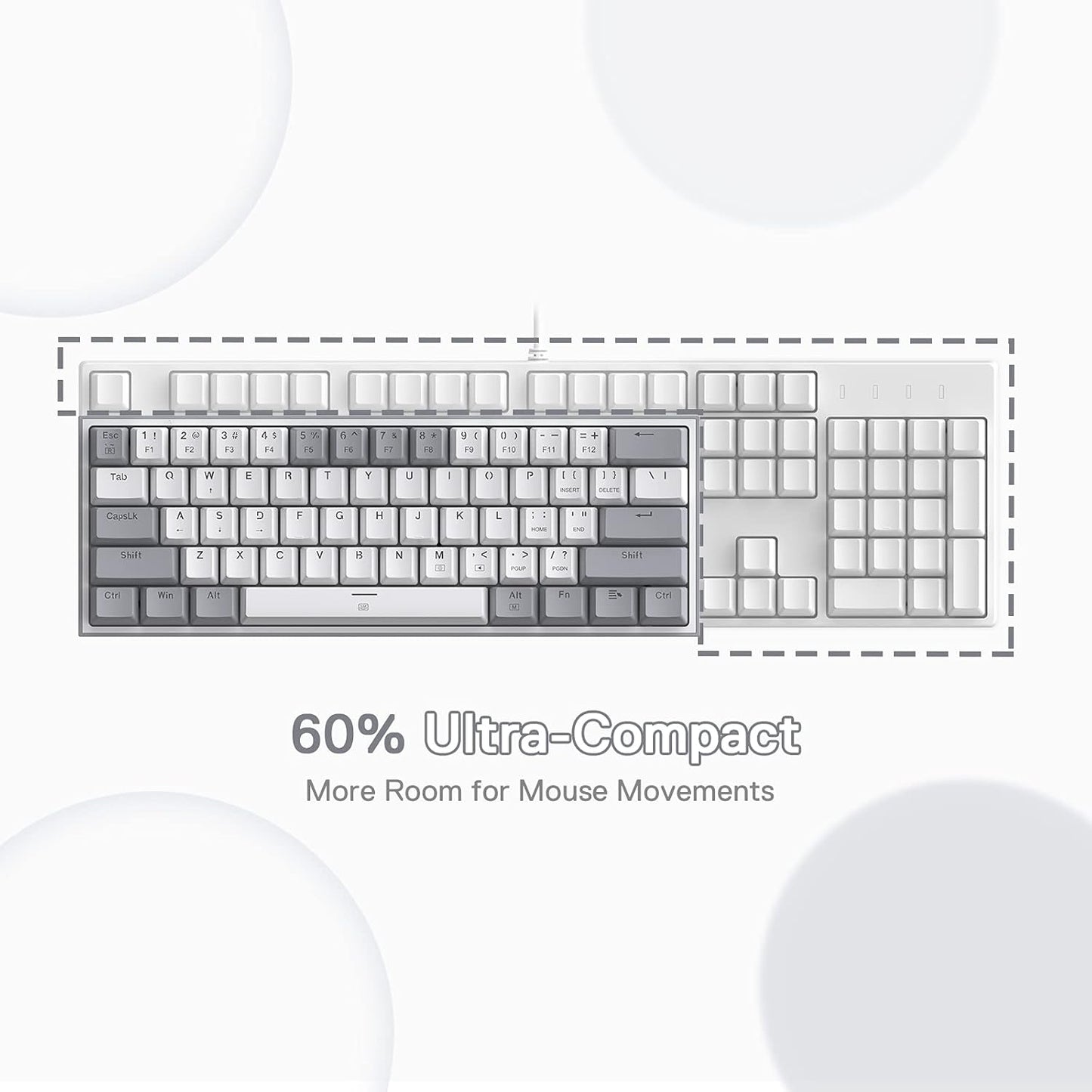 REDRAGON K617 FIZZ (WHITE/GREY) RGB RED SWITCH KEYBOARD