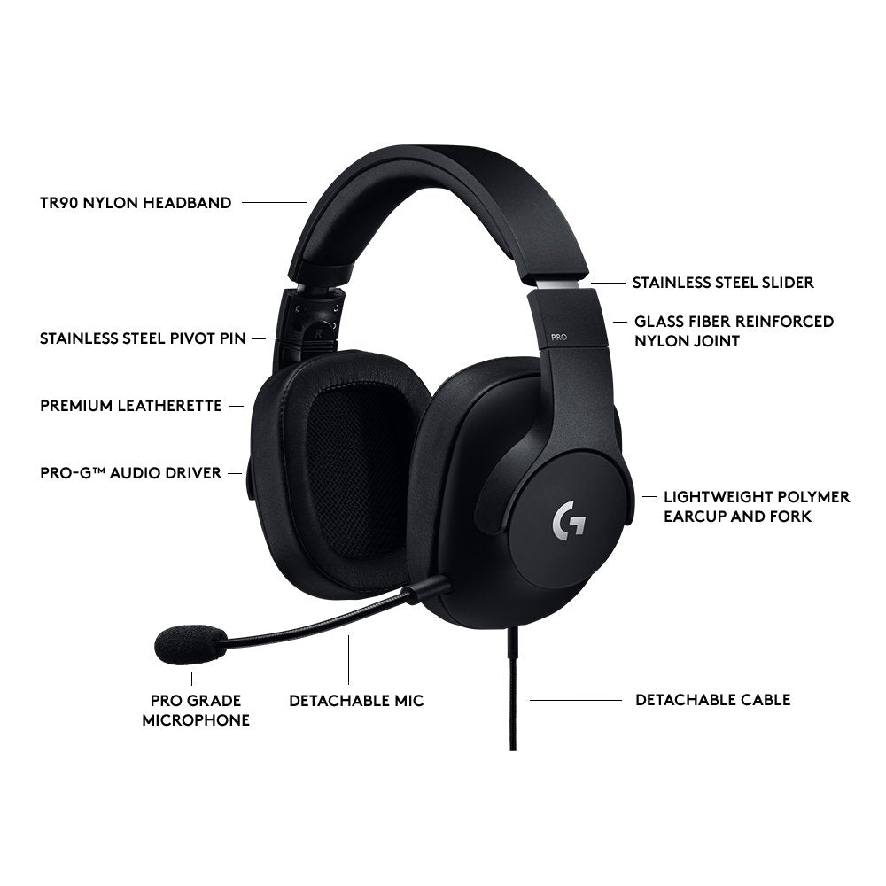 LOGITECH G Pro Wired Gaming Headphone with Mic ( Black ) ( PC / PS4 / Xbox )