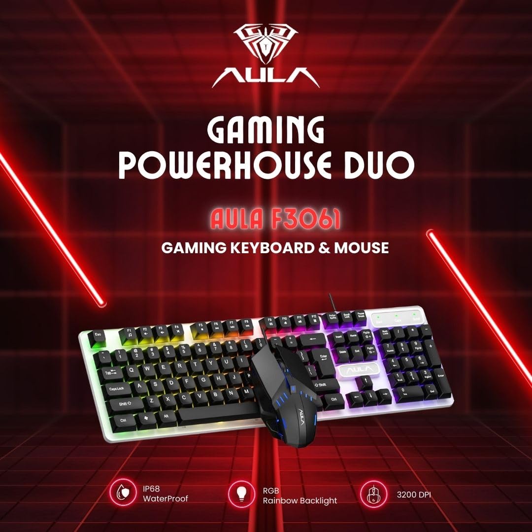 AULA F3061 MEMBRANE GAMING KEYBOARD AND MOUSE COMBO