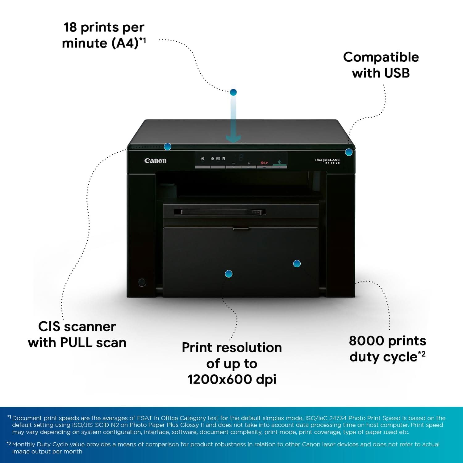 CANON MF3010 DIGITAL MULTIFUNCTION LASER PRINTER, BLACK, STANDARD