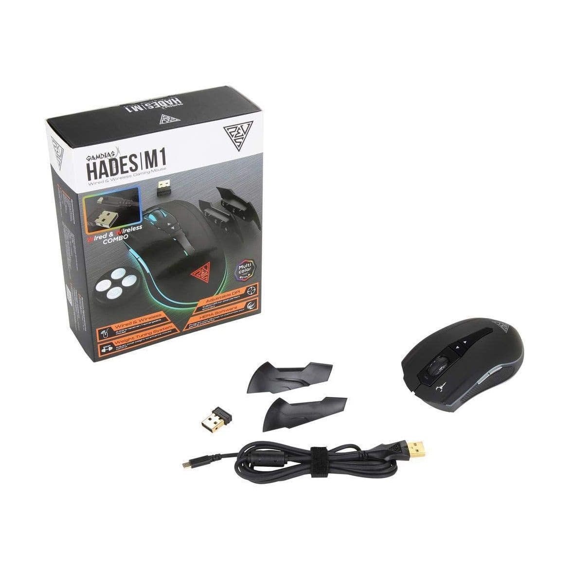 GAMDIAS Hades M1 Wired Ambidextrous Gaming Mouse ( HADES-M1 ) ( 10800DPI / 7 Macro Buttons ) ( Black )