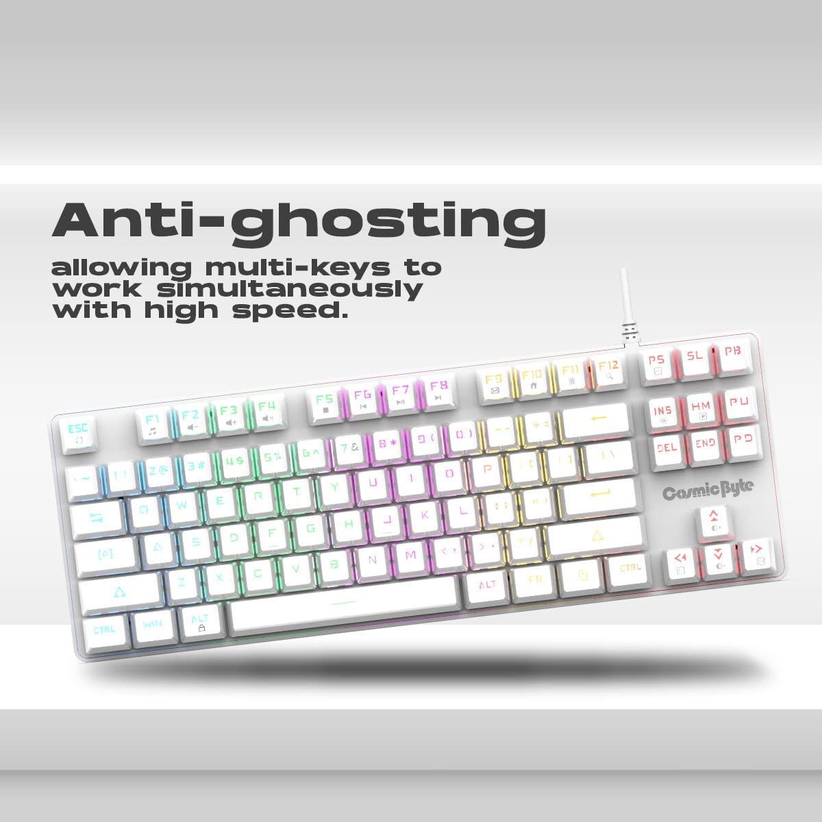 COSMIC BYTE CB-GK-37 FIREFLY (WHITE) GAMING KEYBOARD RGB RED SWITCH WHITE