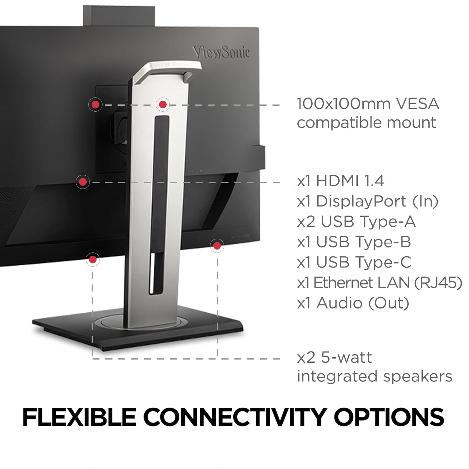 VIEWSONIC VG27576V-2K 68.58 CM (27") MONITOR | WEBCAM 5MPCAMERA | LED LIGHT | AI ENABLED TWO-WAY NOISE-REDUCTION |ERGONOMICS| 10W(5W*2) SPEAKER| TYPE- C WITH 90W POWER,DP,HDMI