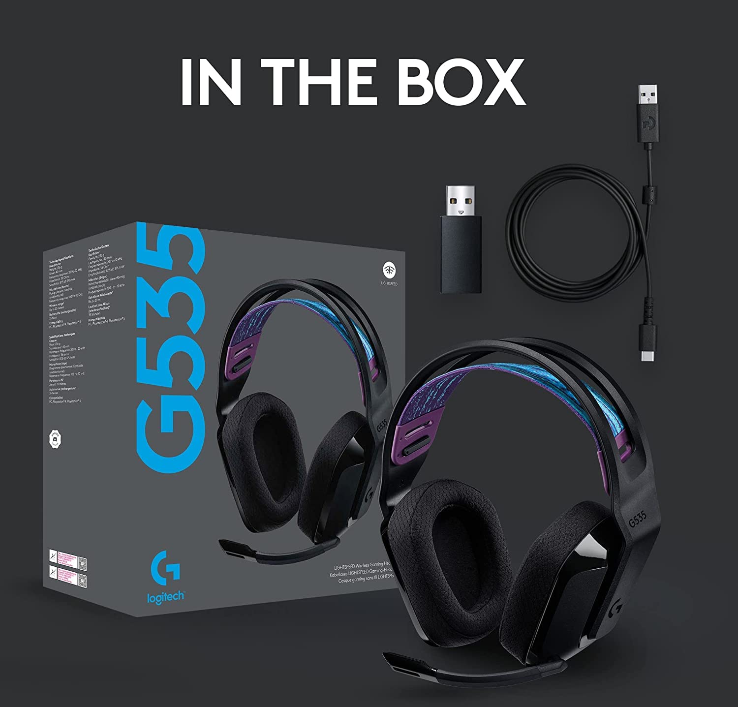 LOGITECH G535 Lightspeed Wireless Stereo Gaming Headphone ( Black ) ( PC / Mobile / Mac )