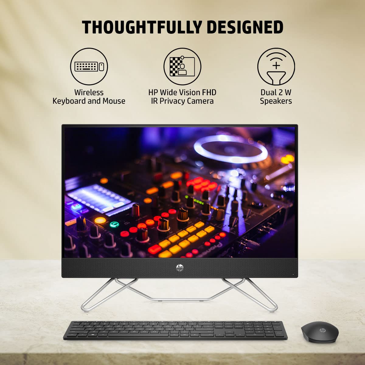 HP ALL-IN-ONE PC 12TH GEN INTEL CORE I5-1235U 24-INCH FHD ANTI GLARE DESKTOP (8GB RAM/512GB/WINDOWS 11/WIRELESS KEYBOARD AND MOUSE COMBO/MSO/IR PRIVACY CAMERA/JET BLACK) 24-CB1907IN
