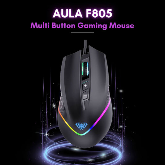 AULA F805 WIRED GAMING MOUSE, BLACK