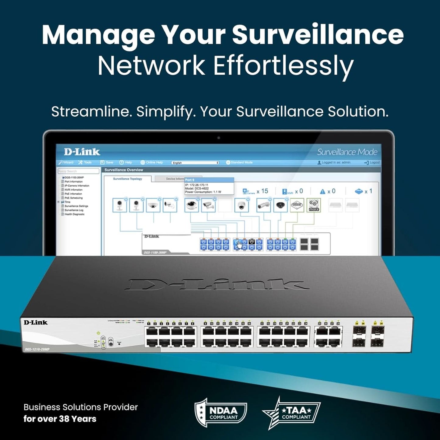 DLINK DGS-1210-10P 8-PORT 10/100/1000M POE WITH 2 COMBO SFP PORTS WEB SMART SWITCH