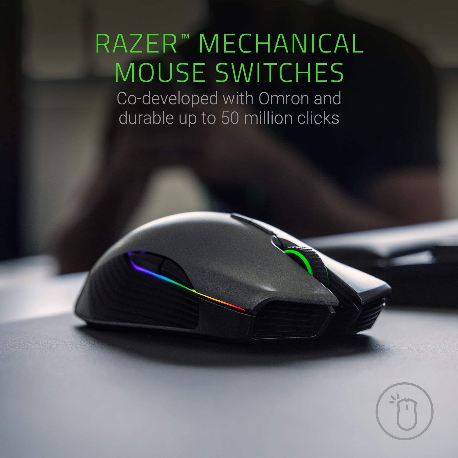 RAZER Lancehead Wireless Ambidextrous Gaming Mouse ( RZ01-02120100-R3A1) (16000DPI / 7 Macro Button ) ( Black )