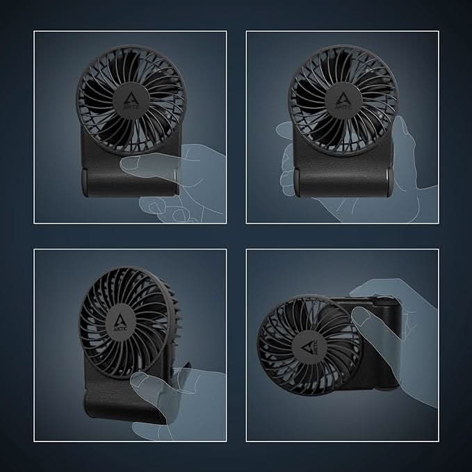 ARCTIC Summair 2Go (Black) - Rechargeable Powerful Handheld Fan