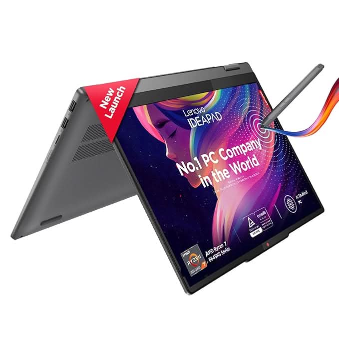 LENOVO IDEAPAD 5 2-IN-1 AMD RYZEN 7 8845HS 14 INCH (35.5CM) WUXGA IPS 300NITS CONVERTIBLE LAPTOP (16GB/512GB SSD/WIN 11/OFFICE 21/BACKLIT KB/FPR/FHD CAMERA/ALEXA/3 MON.GAME PASS/GREY/1.6KG), 83DR003BIN